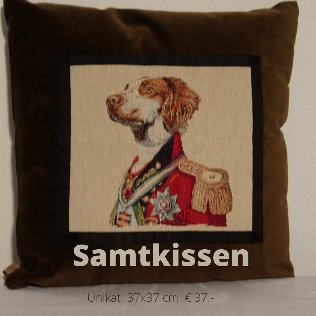 Samtkissen-Gobelin-Ripsband mit Reißverschluß / Füllung extra 5€